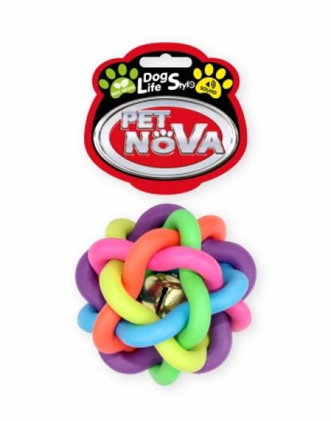 DOG LIFE STYLE Geflochtener Ball 6 cm, bunt, Minzaroma